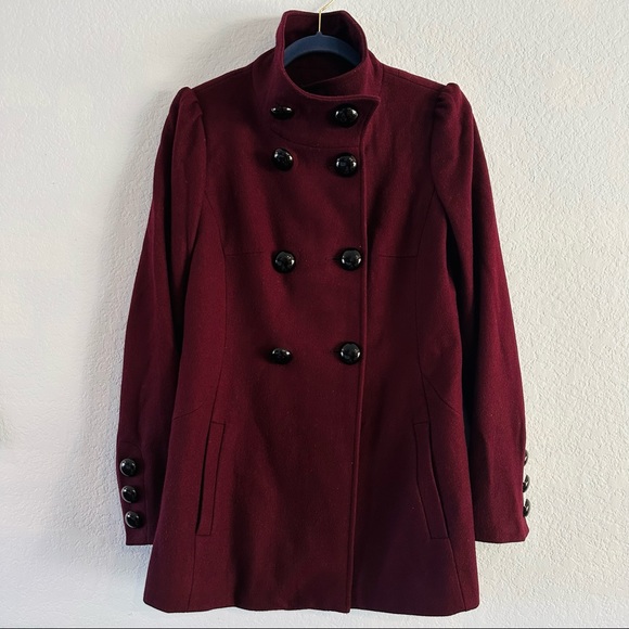 M Julian Jackets & Blazers - M.Julian Women’s Double breasted Peacoat,M,wine. 55%wool/35%polyester/10%viscose